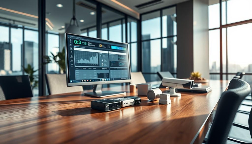 A modern office space filled with advanced security and database management tools. In the foreground, a sleek desktop computer displays complex security analytics and database connections on its screen. In the middle, several high-tech gadgets like encrypted USB drives and security cameras are arranged on a polished wooden desk. The background features a glass wall with a city skyline view, softly illuminated by natural light, creating a dynamic contrast. The atmosphere is professional and sophisticated, reflecting the importance of cybersecurity in website management. Use a wide-angle lens for depth, ensuring a bright and clean environment with a subtle sense of urgency, emphasizing the necessity of robust security measures for modern websites. A modern office space filled with advanced security and database management tools. In the foreground, a sleek desktop computer displays complex security analytics and database connections on its screen. In the middle, several high-tech gadgets like encrypted USB drives and security cameras are arranged on a polished wooden desk. The background features a glass wall with a city skyline view, softly illuminated by natural light, creating a dynamic contrast. The atmosphere is professional and sophisticated, reflecting the importance of cybersecurity in website management. Use a wide-angle lens for depth, ensuring a bright and clean environment with a subtle sense of urgency, emphasizing the necessity of robust security measures for modern websites.